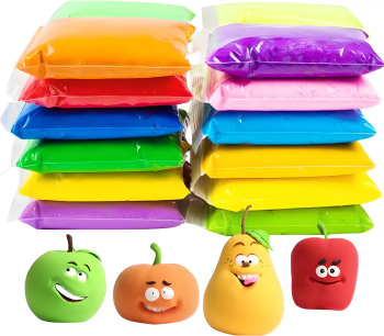 Set Plastilina inteligenta modelatoare Magicul Clay 12 pungi / set multicolora accesorii modelare incluse Flippy 