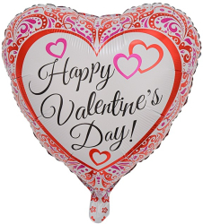 Balon din Folie Metalizata Flippy Figurina Inimioara Model Happy Valentines Day Tematica Iubire 45 cm Ambalaj Individual Pai Inclus 