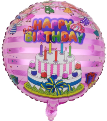 Balon din Folie Metalizata Flippy Figurine Model 1 Happy Birthday Tematica Aniversare 45 cm Ambalaj Individual Pai Inclus Umflare c 