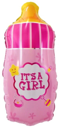 Balon din Folie Metalizata Flippy Mini Figurina Biberon Model Its a Girl Tematica Gender Reveal 44x20 cm Ambalaj Individual Pai Incl 