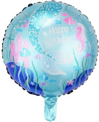 Balon din Folie Metalizata Flippy Mini Figurina Rotunda Model Caluti de Mare Happy Birthday Tematica Aniversare 45 cm Ambalaj Individ 