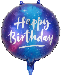 Balon din Folie Metalizata Flippy Mini Figurina Rotunda Model Cer Instelat Happy Birthday Tematica Aniversare 45 cm Ambalaj Individua 