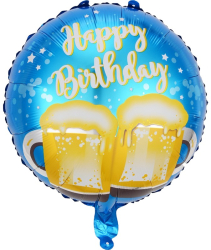 Balon din Folie Metalizata Flippy Mini Figurina Rotunda Model Halbe de Bere Happy Birthday Tematica Aniversare 45 cm Ambalaj Individu 