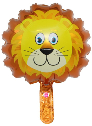 Balon din Folie Metalizata Flippy Mini Figurine Animalute Model Leu Tematica Aniversare 34x43 cm Ambalaj Individual Pai Inclus Umfla 