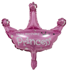 Balon din Folie Metalizata Flippy Mini Figurine Model Coroana de Printesa Tematica Aniversare 42x38 cm Ambalaj Individual Pai Inclus 