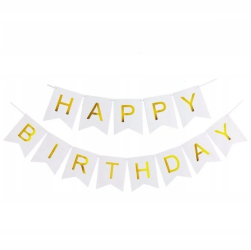 Banner Happy Birthday 100x200 cm Flippy Dimensiune Stegulet 11.5x16.5 cm Rola de Ata Inclusa Alb 