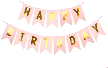 Banner Happy Birthday 100x200 cm Flippy Dimensiune Stegulet 11.5x16.5 cm Rola de Ata Inclusa Roz 