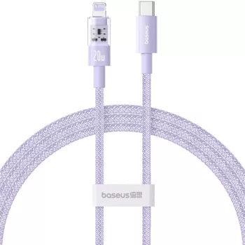 Cablu USB-C la Lightning Fast Charging 20W 2m - Baseus Gem P10373001511-01 - Nebula Purple 
