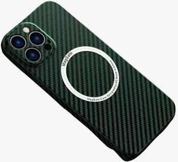 Husa de protectie pentru iPhone 14 Plus Flippy Magnetica MagSafe Carbon Fiber Protectie Antisoc Verde 