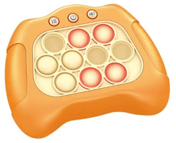 Joc Pop It Flippy consola joc interactiv antistres cu baterii Abs si silicon Portocaliu 12 x 10 x 5.8 cm 