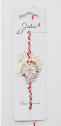 Martisor Bratara Alb-Rosu cu Pandantiv Metalic Model 5 
