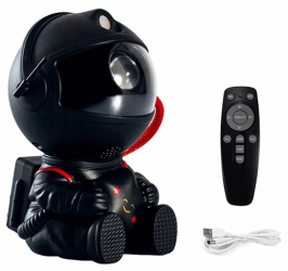 Proiector in forma de astronaut cu stea permite proiectarea stelelor sau galaxiilor Gonga® Negru 