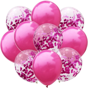 Set 10 Baloane din Latex Flippy Model Party Confetti 5 x Confetti 5 x Roz 25 cm 2.2g 