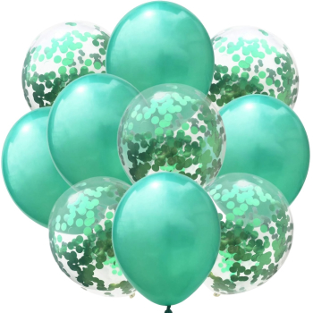 Set 10 Baloane din Latex Flippy Model Party Confetti 5 x Confetti 5 x Turcoaz 25 cm 2.2g 
