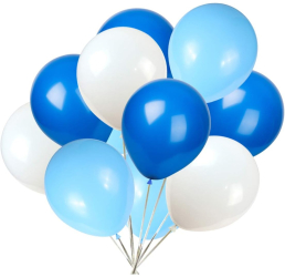 Set 10 Baloane din Latex Metalizate Flippy Model Party Alb Albastru Blue 23 cm 2.2 g 