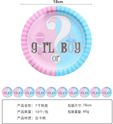 Set 10 farfurii Gender Reveal 18 cm 