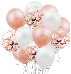 Set 15 baloane pentru petrecere Flippy rose gold/ alb 30 cm 