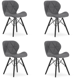 Set 4 scaune stil scandinav Artool Lago piele ecologica lemn gri si negru 47.5x36x74 cm 