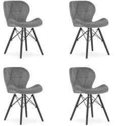 Set 4 scaune stil scandinav Artool Lago Velvet catifea lemn gri si negru 47x36x73.5 cm 