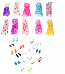 Set de haine pentru papusi cu accesorii 43 de elemente Gonga® Multicolor 