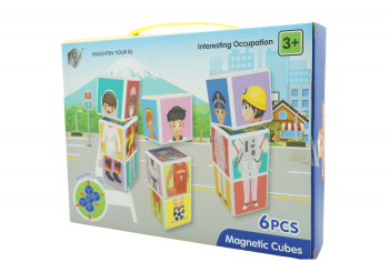 Set inteligent de cuburi magnetice pentru copii 6 piese cutie depozitare puzzle joburi +3 ani multicolor 