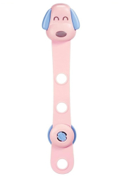 Siguranta pentru Usi Copii Flippy Sistem de Blocare Sertare Dulap Frigider Adeziv cu Sistem de Inchidere Dublu Model Catelus Roz 