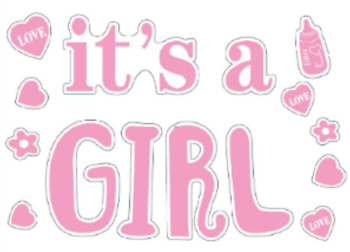 Sticker Autocolant Flippy Tematica Gender Reveal Model Scris Its a Girl 19.5x27.5 cm Roz 