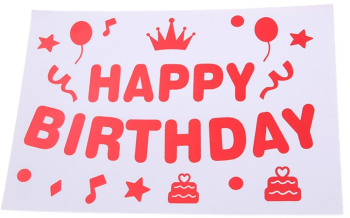 Sticker Autocolant pentru Baloane Flippy Tematica Aniversare Model Happy Birthday 29x21 cm Rosu 