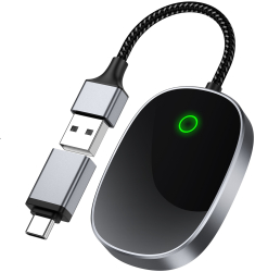 Adaptor auto Wireless 2 in 1 CarPlay si Android Auto RAELUM® Modul smart USB Pentru masini cu Carplay de fabrica prin cablu Gri/Negru 