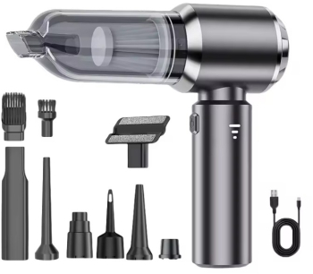 Aspirator Portabil Auto Flippy pentru Casa si Masina 3 Viteze Incarcator Tip-C cu Incarcare Rapida Tub Prelungitor 2000mAh 7 Capete d 