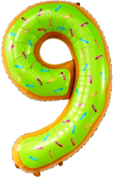 Balon din Folie Metalizata Flippy Figurina Cifra Imprimeu Gogosi Tema Aniversare 100 cm Ambalaj Individual Pai inclus Umflare cu Aer s 