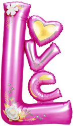 Balon din Folie Metalizata Flippy Figurine Model LOVE Tematica Iubire 110x64 cm Ambalaj Individual Pai Inclus Umflare cu Aer sau Hel 