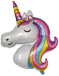 Balon din Folie Metalizata Flippy Mini Figurine Model Unicorn Tematica Aniversare 115x76 cm Ambalaj Individual Pai Inclus Umflare cu 