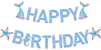 Banner Happy Birthday Sirena Flippy Colectia Mermaid 17 Piese Multicolor 