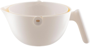 Bol cu Doua Straturi Flippy pentru Fructe Legume cu Cos de Scurgere a Apei 2L din ABS+PP 29.9 x 22.5 x 11.8 cm Alb 