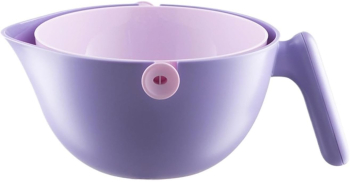 Bol cu Doua Straturi Flippy pentru Fructe Legume cu Cos de Scurgere a Apei 2L din ABS+PP 29.9 x 22.5 x 11.8 cm Mov 