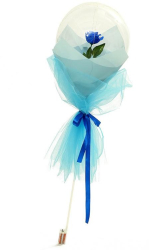 Buchet Decorativ Flippy Trandafir in Balon cu Lumini Led Diametru 35 cm 2 x Baterii AA neincluse Albastru/Alb 