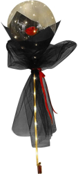 Buchet Decorativ Flippy Trandafir in Balon cu Lumini Led Diametru 35 cm 2 x Baterii AA neincluse Rosu/Negru 