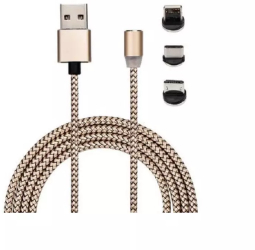 Cablu de incarcare magnetic 3 in 1 micro USB Lightning Type-C Gonga Negru 