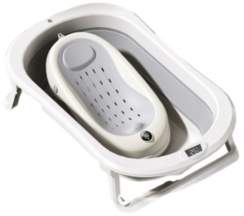 Cada de Baie Pliabila Flippy cu Suport Indicator de Temperatura 0-8 Ani din PP+TPR 45 l Capacitate 80 x 50 x 23 cm Gri 