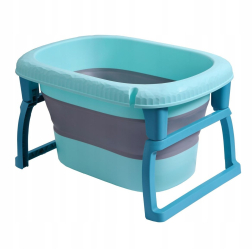 Cada Pliabila pentru Baie Flippy din PP+TPE pentru Copii 0-6 Ani cu Picioare Suport de Sezut Scurgere Etans 80 x 52 x 42 cm Albastru 