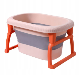 Cada Pliabila pentru Baie Flippy din PP+TPE pentru Copii 0-6 Ani cu Picioare Suport de Sezut Scurgere Etans 80 x 52 x 42 cm Portocal 