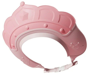 Casca de Dus Flippy Previne Scurgerea Apei si Samponului pe Fata 0-12 Ani Ajustabila din TPE+PP 20 x 23 cm Model Coroana Roz 