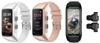 Ceas Smartwatch 2 in 1 cu Casti Bluetooth N8 TWS Plug in lateral afisaj 1.47 inch rezolutie 172320 Negru 