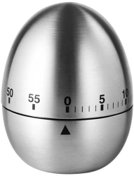 Cronometru de Bucatarie Flippy Mecanic Forma de Ou din Otel Inoxidabil 60 min Timer 8 x 6 cm Argintiu 