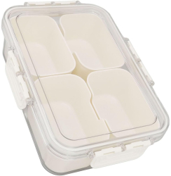 Cutie Alimentara Multifunctionala Flippy pentru Condimente Gustari Inchidere Etans cu Capac si Maner 4 Compartimente 25 x 8 x 18 cm 