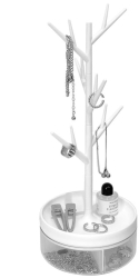 Cutie de Bijuterii Flippy Rotativa cu Suport Tip Ramura 36.5 x 14 cm din ABS+PP Alb 