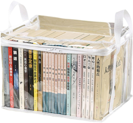 Cutie de Depozitare Flippy din PVC + Textil Rezistenta la Apa Geanta pentru Carti 32x24x25 cm Transparent-Alb 
