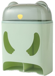 Cutie de Depozitare Flippy Montare Perete Adeziv Fara Perfoare din ABS Model Urs 18 x 11 x 25 cm Verde 