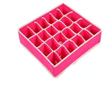 Cutie De Depozitare Flippy Pentru Lenjerie Sosete Si Sutiene Material Textil 24 Compartimente 32 x 32 x 10 cm Culoare Roz 